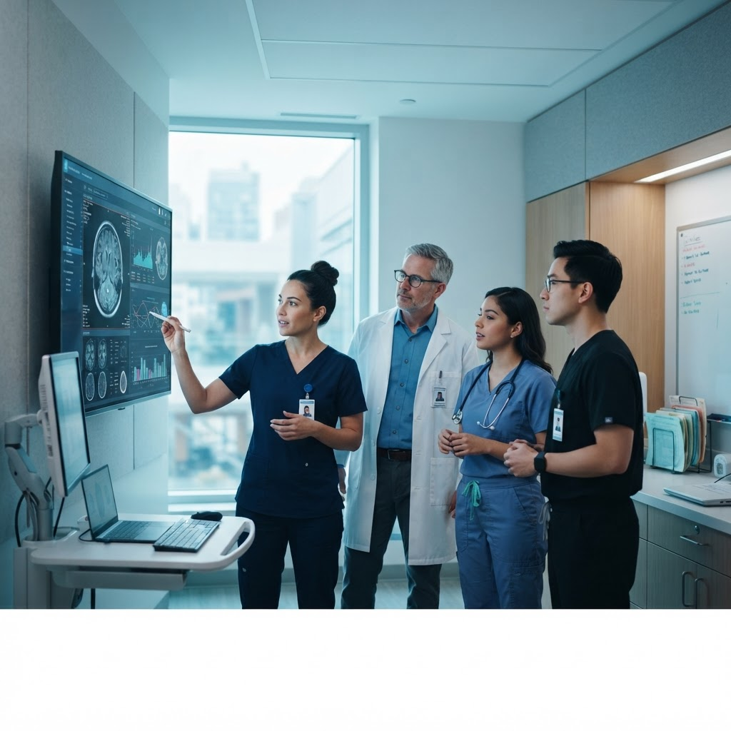 Clinical care team reviewing patient information